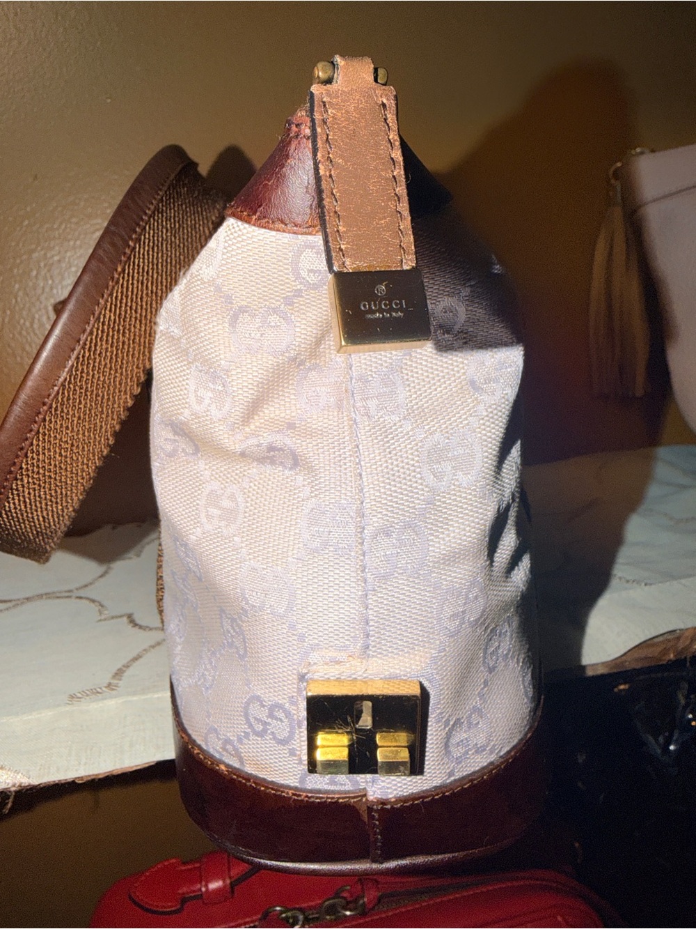 Gucci Vintage GG Monogram Canvas Boston Bag with Leather Trim - Picture 4 of 9